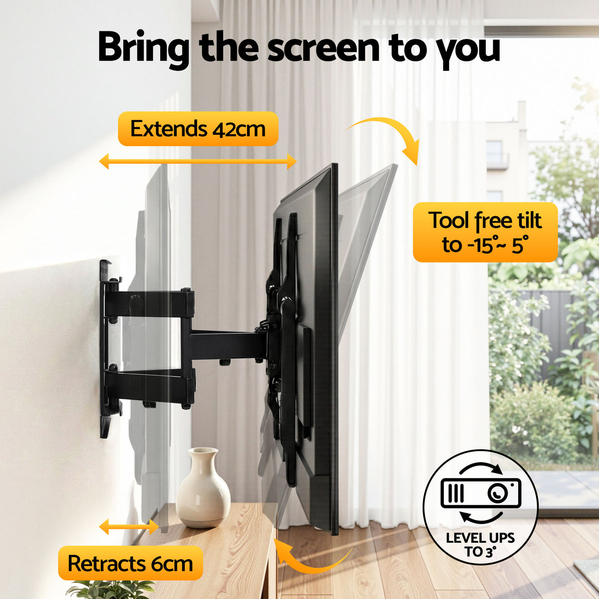TV Wall Mount Bracket | 37–85 Inch TVs | Full Motion | Swivel Tilt Extendable