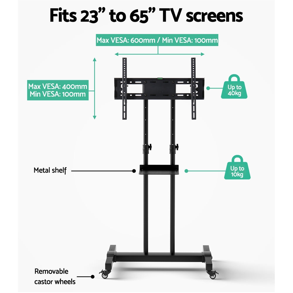 Mobile TV Stand | for 23"-65" TVs | Mount Bracket | Portable Solid Trolley Cart