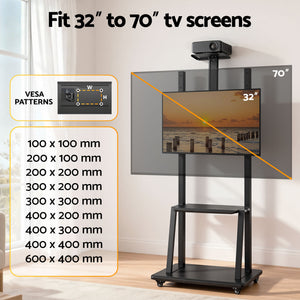 Rolling TV Stand | 32–70" | Universal | Height Adjustable | Wheels