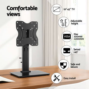 Tabletop TV Stand | 19–43" | Universal Swivel Desktop Bracket
