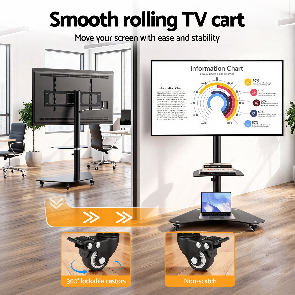 TV Stand Mount | 40-100" | Universal Bracket | Adjustable Height | Wheels