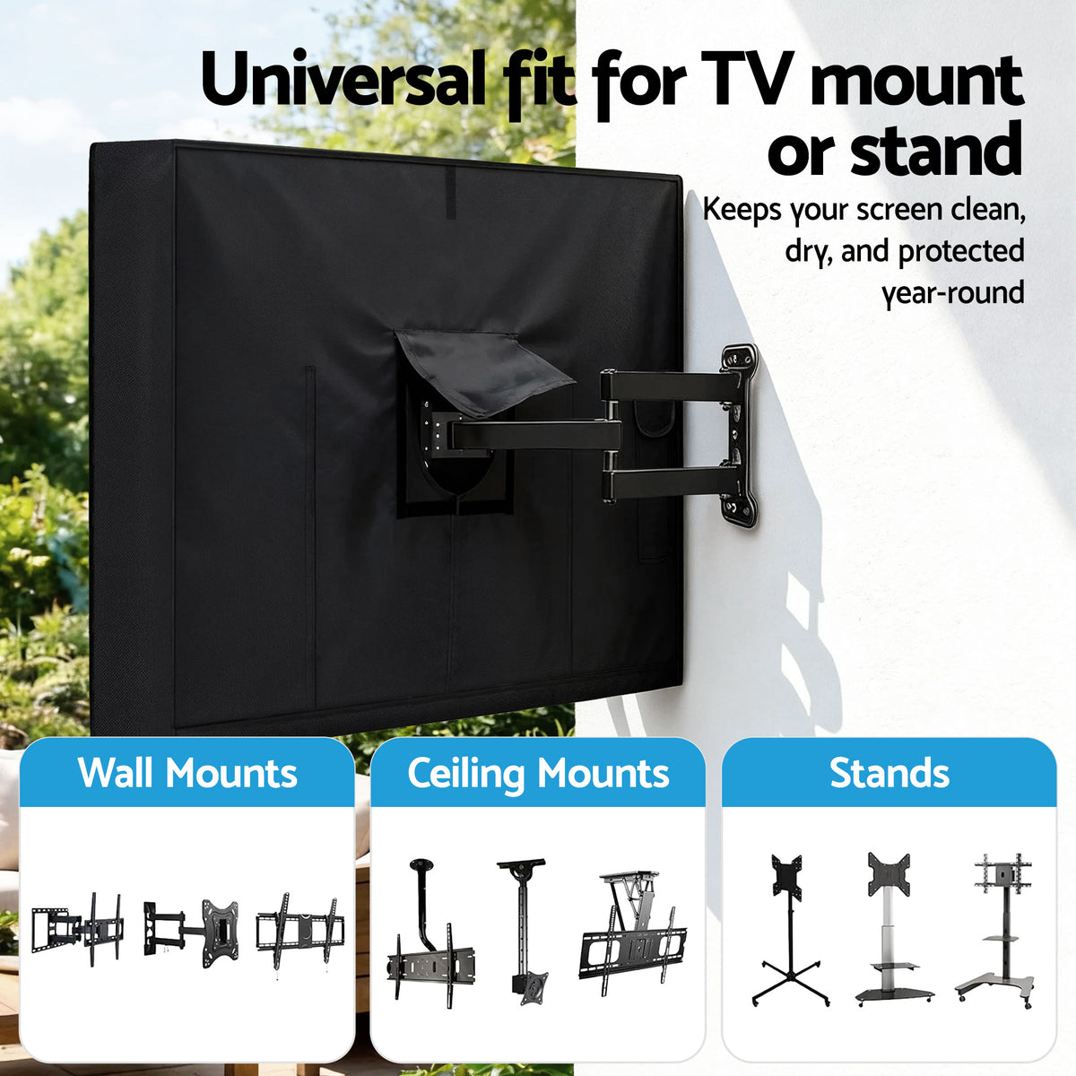 Outdoor TV Cover | 55–58 inch | Waterproof | Patio Flat Screen Protector