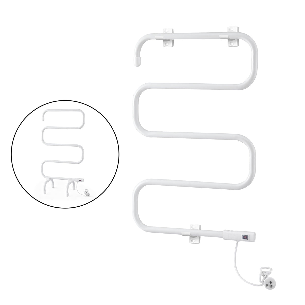 Heated Towel Rail | Freestanding or Wall Mounted | S-Shape | Electric Warmer