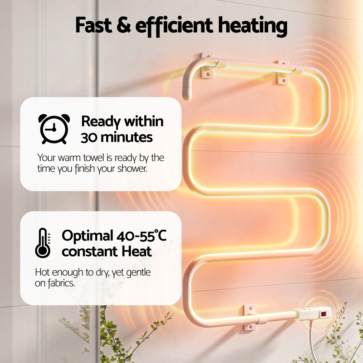 Heated Towel Rail | Freestanding or Wall Mounted | S-Shape | Electric Warmer