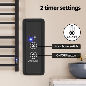 Devanti Heated Towel Rack | 8 Square Bars with Timer | Electric Warmer