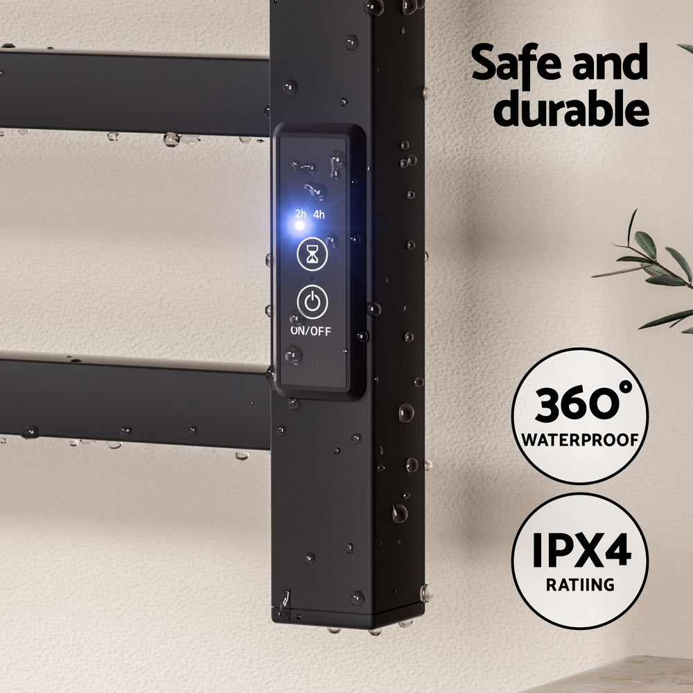 Devanti Heated Towel Rack | 8 Square Bars with Timer | Electric Warmer