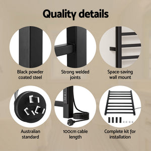 Devanti Heated Towel Rack | 8 Square Bars with Timer | Electric Warmer