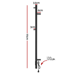 Heated Towel Rail | Vertical | Timer | Electric Warmer Rack | Black