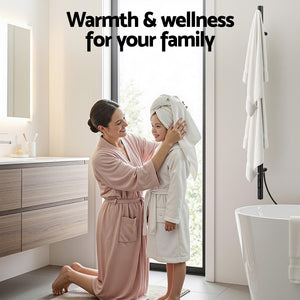 Heated Towel Rail | Vertical | Timer | Electric Warmer Rack | Black