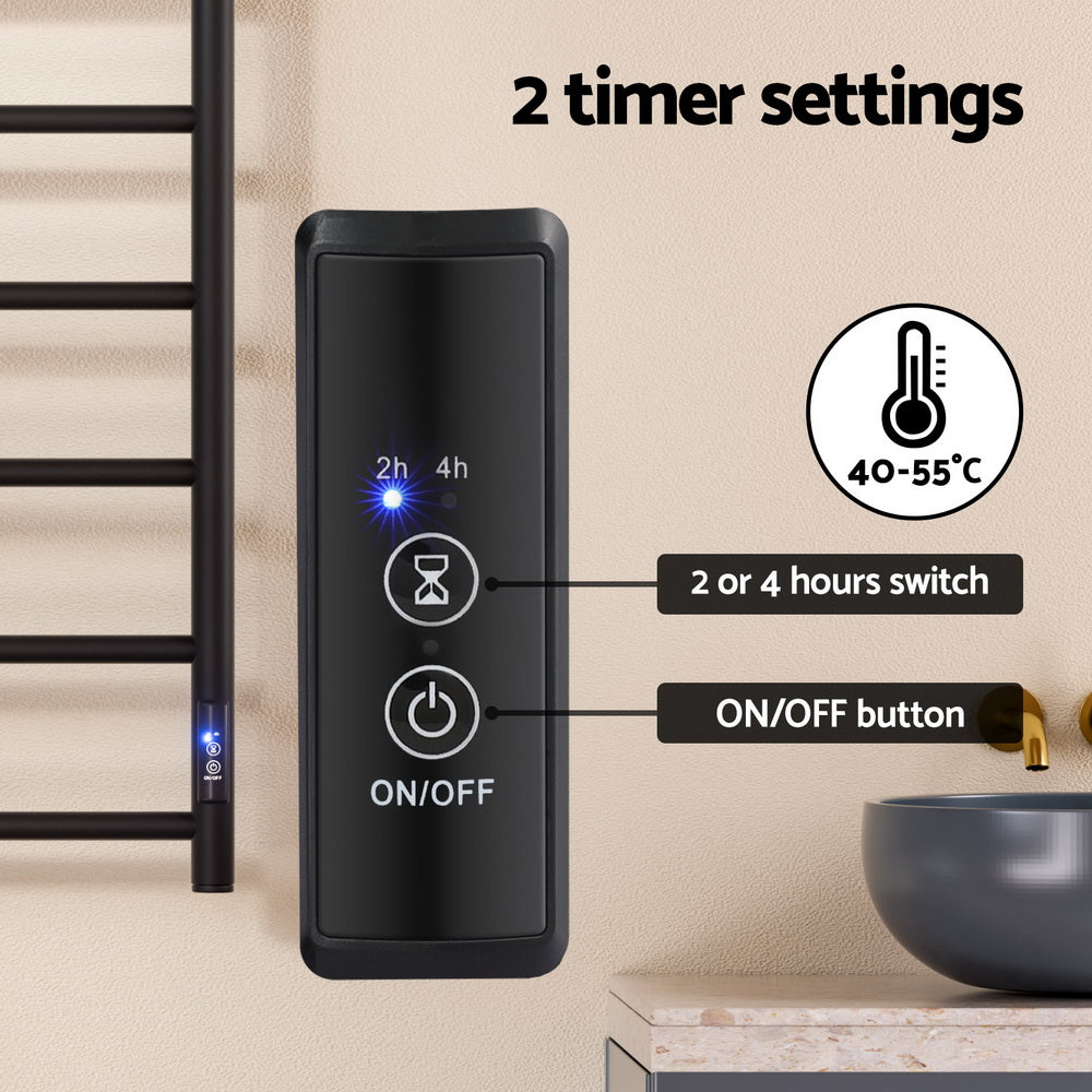 Devanti Heated Towel Rack | 6 Round Bars with Timer | Electric Warmer