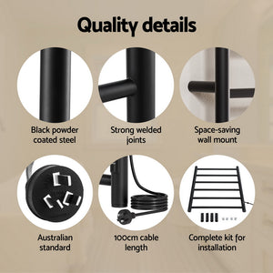 Devanti Heated Towel Rack | 6 Round Bars with Timer | Electric Warmer