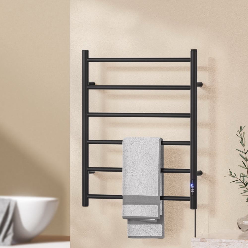 Devanti Heated Towel Rack | 6 Round Bars with Timer | Electric Warmer