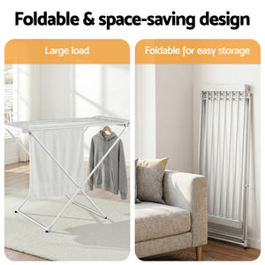 Heated Towel Rail | Foldable Clothes Airer | 8 Bars | Electric Drying Rack