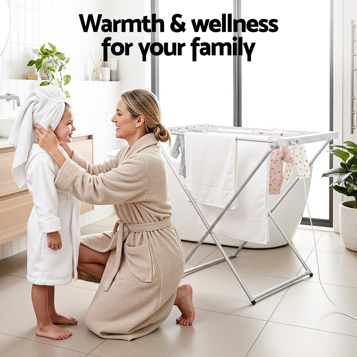 Heated Towel Rail | Foldable Clothes Airer | 8 Bars | Electric Drying Rack