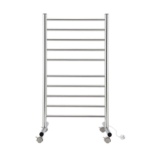 Devanti 10-Bar Freestanding Heated Towel Rail 3-5 Mins Fast Heating Electric Towel Warmer for Bathroom Winter Drying Stainless Steel Plug In 100W