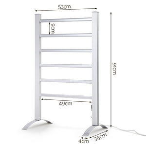 Devanti Electric Heated Towel Rail Rack | 6 Bars | Freestanding | Clothes Dry Warmer