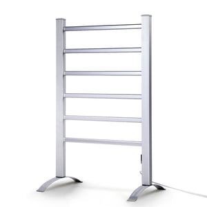 Devanti Electric Heated Towel Rail Rack | 6 Bars with Timer | Clothes Dry Warmer