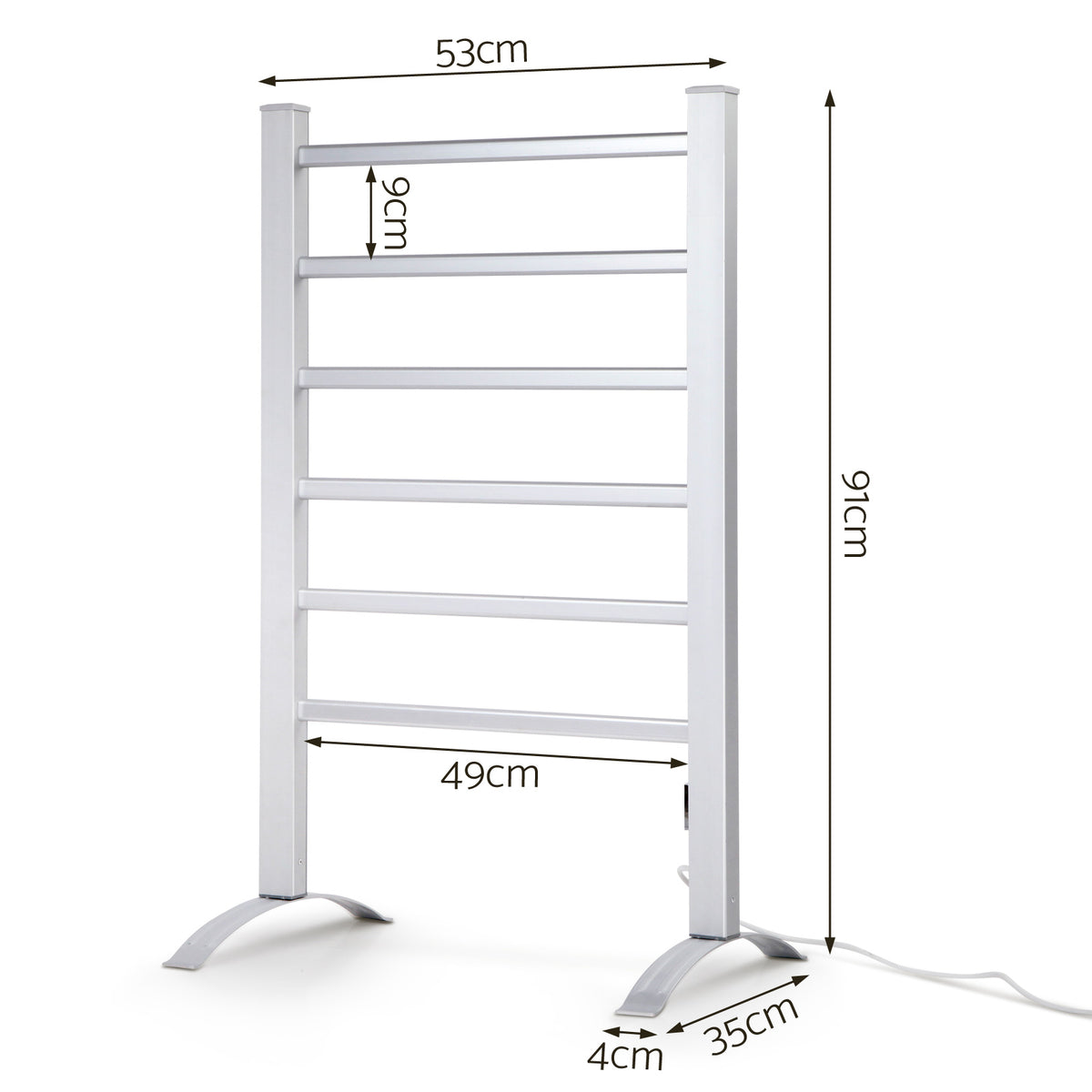 Devanti Electric Heated Towel Rail Rack | 6 Bars with Timer | Clothes Dry Warmer