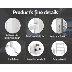 Devanti Electric Heated Towel Rail Rack | 6 Bars with Timer | Clothes Dry Warmer