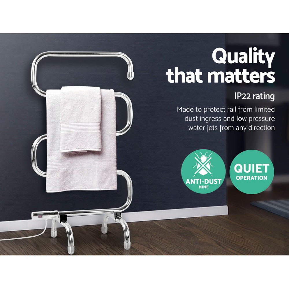 Devanti Electric Heated Towel Rail Rack | 5 Bars | Freestanding | Clothes Dry Warmer