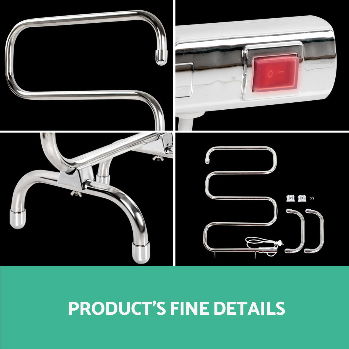 Devanti Electric Heated Towel Rail Rack | 5 Bars | Freestanding | Clothes Dry Warmer