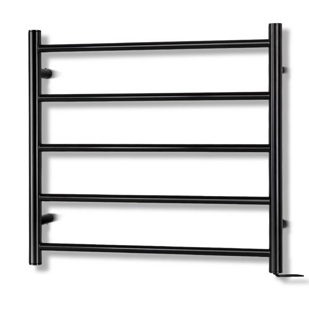 Devanti Electric Heated Towel Rail Rack | 5 Bars | Wall Mounted | Clothes Dry Warmer