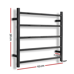 Devanti Electric Heated Towel Rail Rack | 5 Bars | Wall Mounted | Clothes Dry Warmer