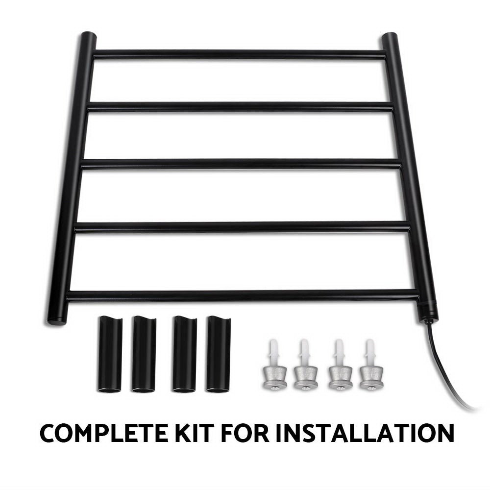 Devanti Electric Heated Towel Rail Rack | 5 Bars | Wall Mounted | Clothes Dry Warmer