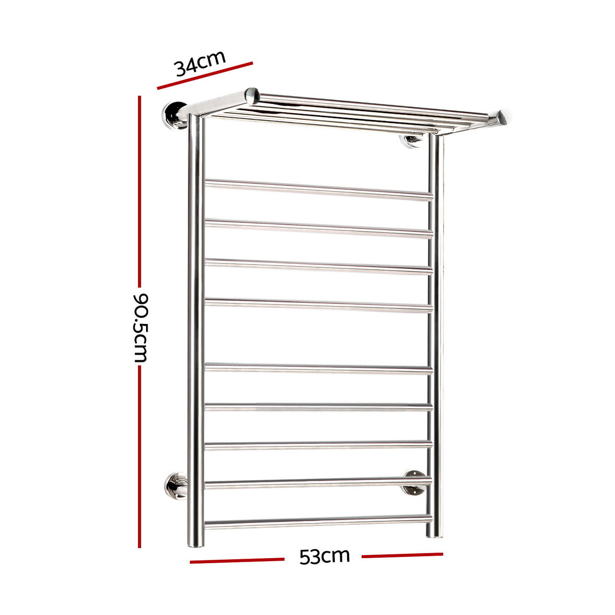 Devanti Electric Heated Towel Rail Rack | 14 Bars | Wall Mounted | Clothes Dry Warmer