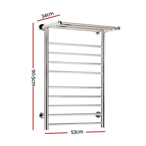 Devanti Electric Heated Towel Rail Rack | 14 Bars | Wall Mounted | Clothes Dry Warmer