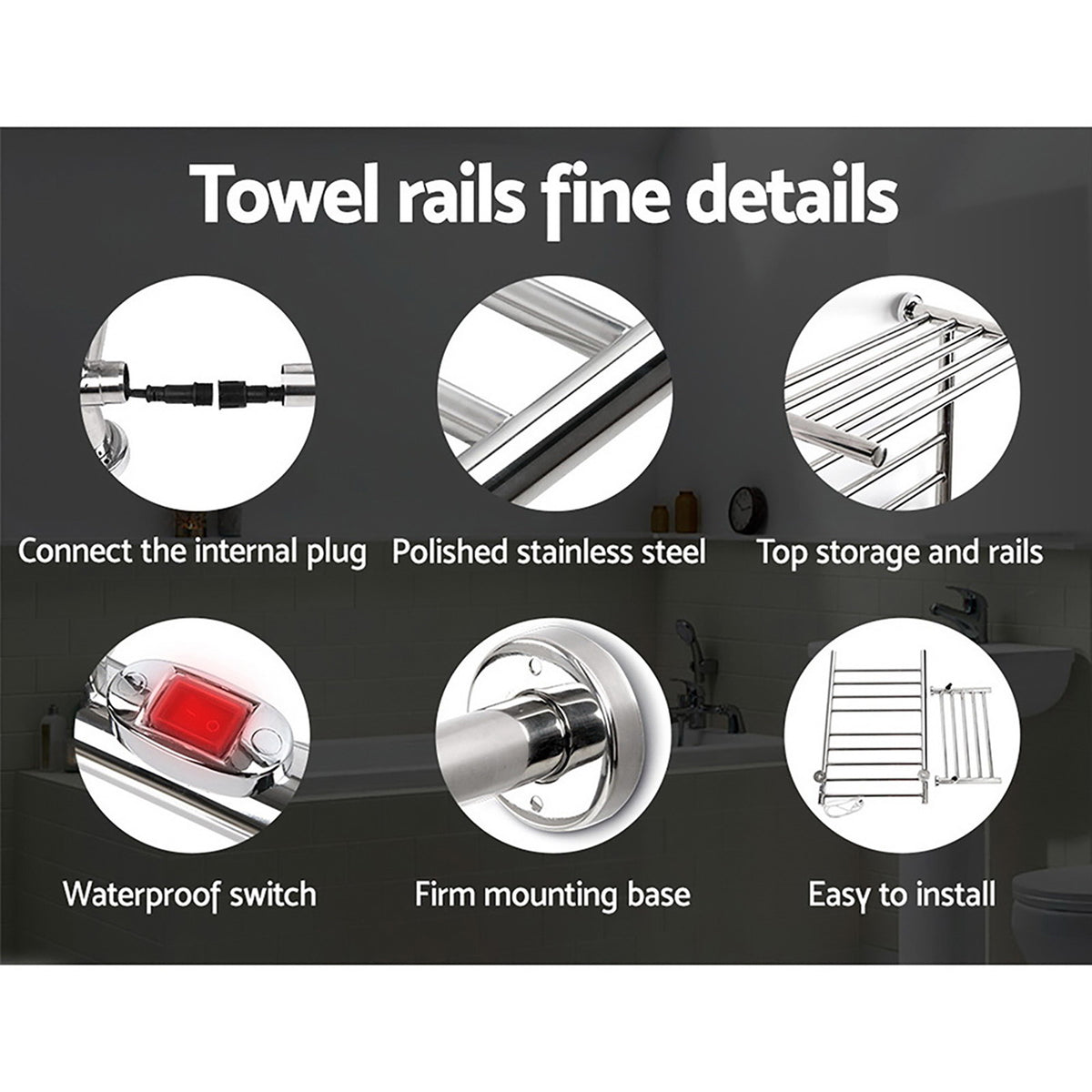 Devanti Electric Heated Towel Rail Rack | 14 Bars | Wall Mounted | Clothes Dry Warmer