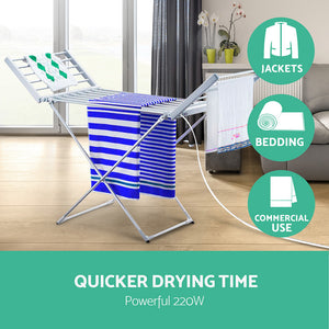 Devanti Electric Heated Towel Rail Rack | 18 Bars | Freestanding | Clothes Dry Warmer