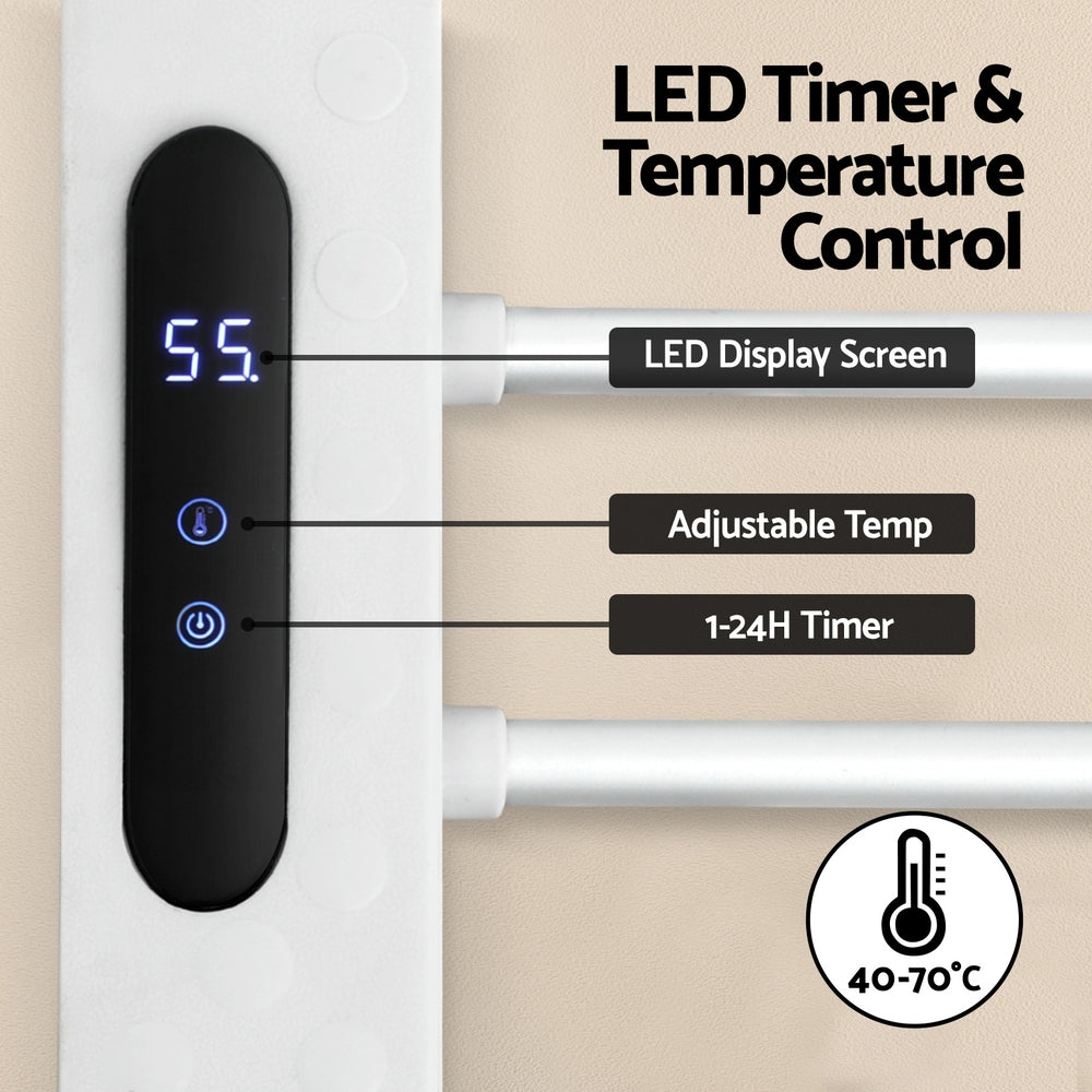 Devanti Heated Towel Rack | Foldable Electric | 24H Timer