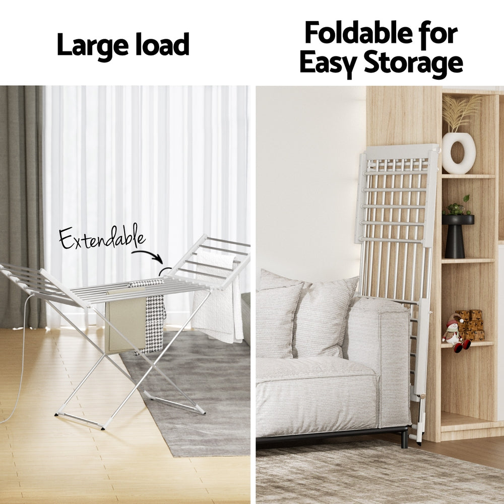 Devanti Heated Towel Rack | Foldable Electric | 24H Timer