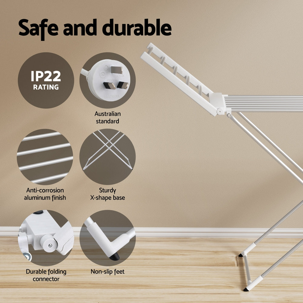 Devanti Heated Towel Rack | Foldable Electric | 24H Timer