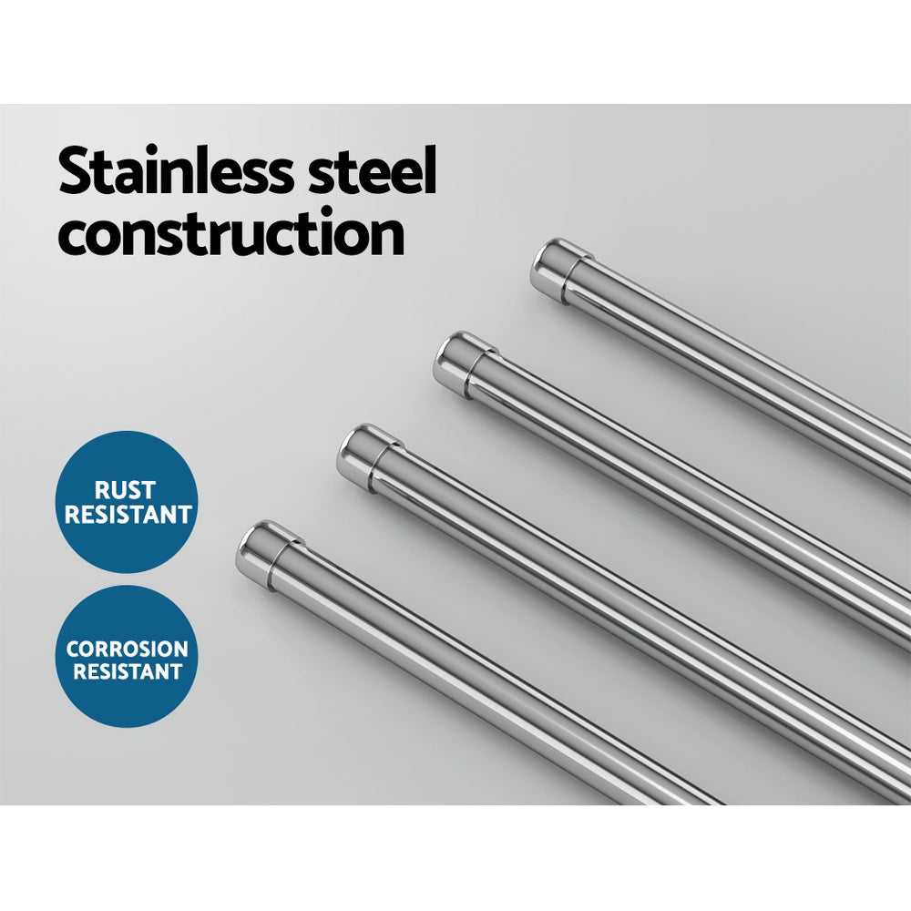 Towel Rail Rack Holder | 4 Bars | Wall Mounted | Stainless Steel | Swivel Hanging Hook