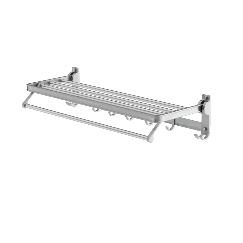 Towel Rail Rack Holder | 4 Bars | Wall Mounted | Aluminium | Foldable Hanging Hook