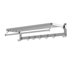 Towel Rail Rack Holder | 4 Bars | Wall Mounted | Aluminium | Foldable Hanging Hook