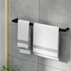 Towel Rail Rack Holder | Single 600mm | Wall Mounted | Stainless Steel | Black