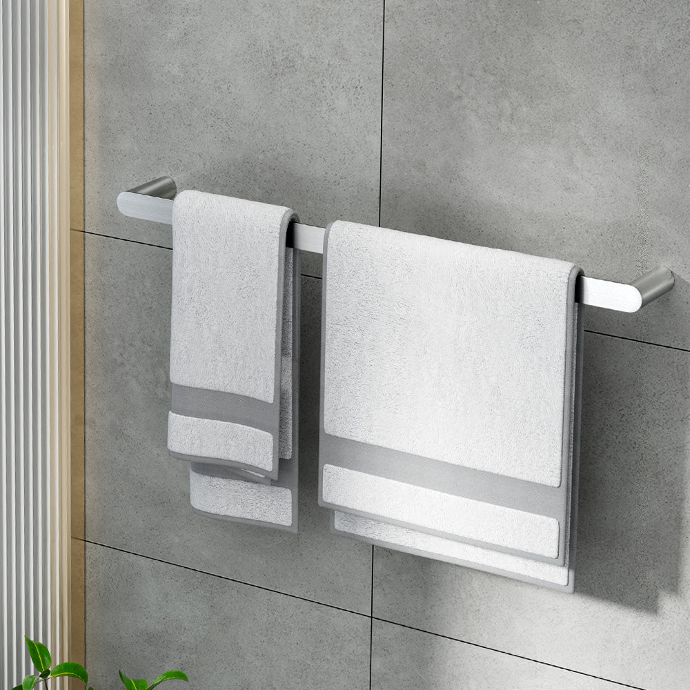 Towel Rail Rack Holder | Single 600mm | Wall Mounted | Stainless Steel | Silver