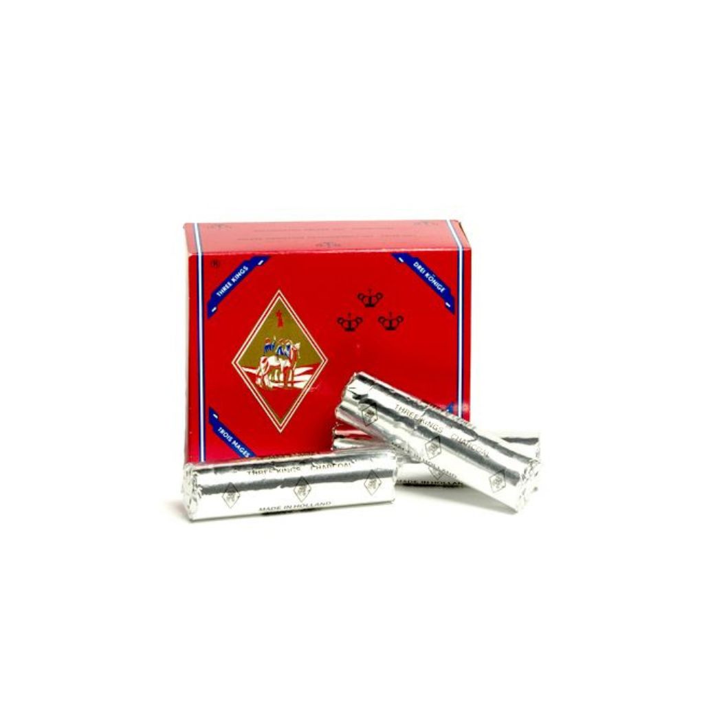 Three Kings Charcoal Tablets | 10 Rolls (100 Discs) | Premium Dutch Charcoal Discs