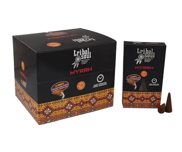 Tribal Soul Myrrh Backflow Incense Cones | Jumbo Size | 120 Cones
