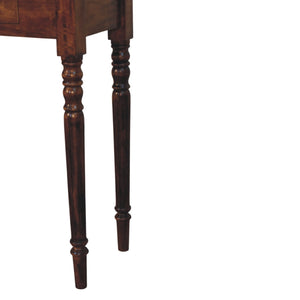 Turned Legs Chestnut Console Table | 3 Drawer Storage | Classic Timber Hall Table