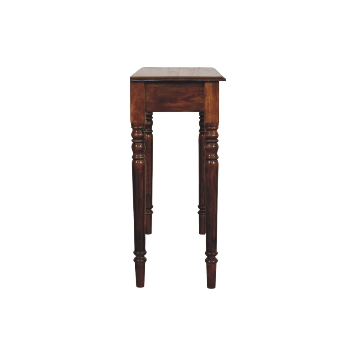Turned Legs Chestnut Console Table | 3 Drawer Storage | Classic Timber Hall Table