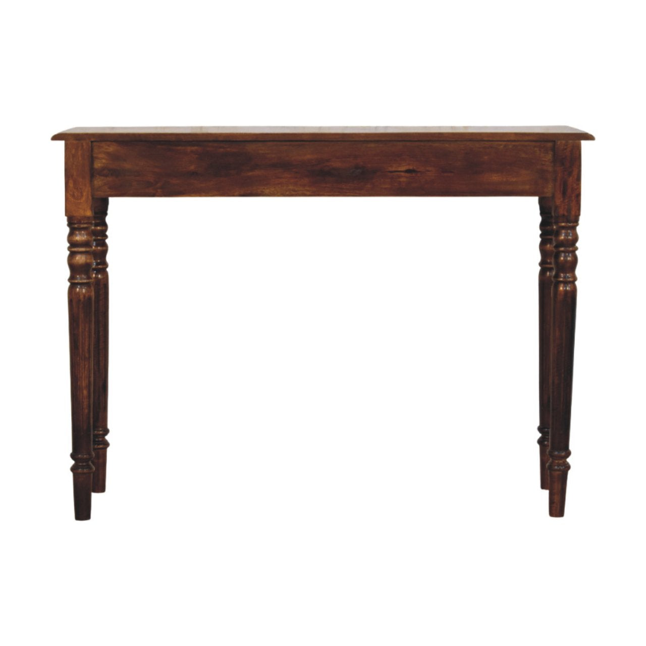 Turned Legs Chestnut Console Table | 3 Drawer Storage | Classic Timber Hall Table