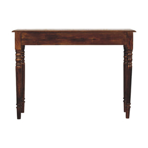 Turned Legs Chestnut Console Table | 3 Drawer Storage | Classic Timber Hall Table