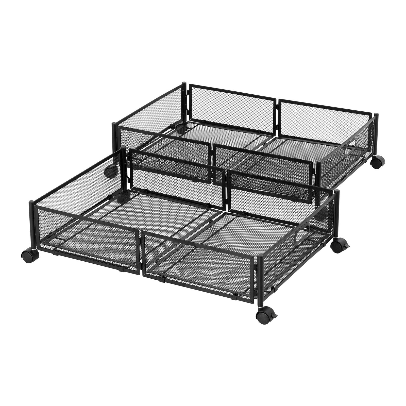 Under Bed Storage Containers | 2 Pack | Metal Boxes with Wheels
