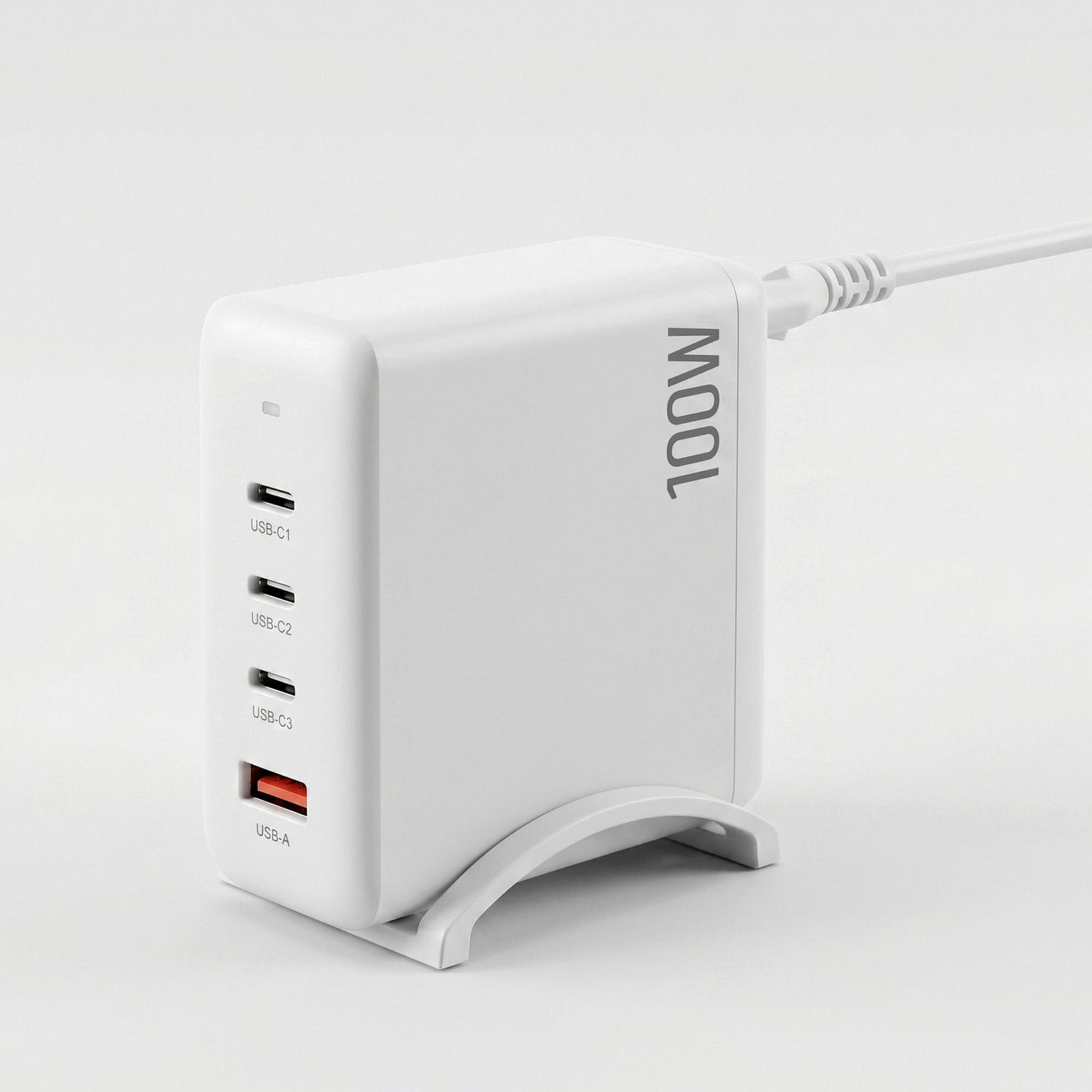 USB-C Charger | 100W 4 Port GaN Desktop Charging Station | White