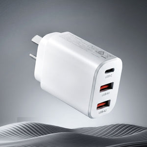 Devanti USB C Charger 30W Fast Charger 3 Port PD Charging Block White