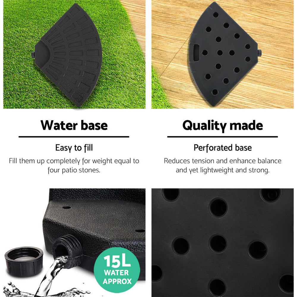 3m Outdoor Umbrella | w/Base | Cantilever | Beach Garden Patio | Charcoal